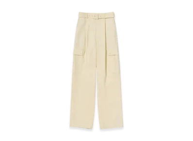 AURALEE Women's Structured Wool Double Cloth Cargo Pants "Top Ecru"