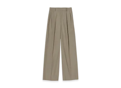 AURALEE Women's Light Wool Max Gabardine Two-Tuck Slacks "Khaki Chambray"