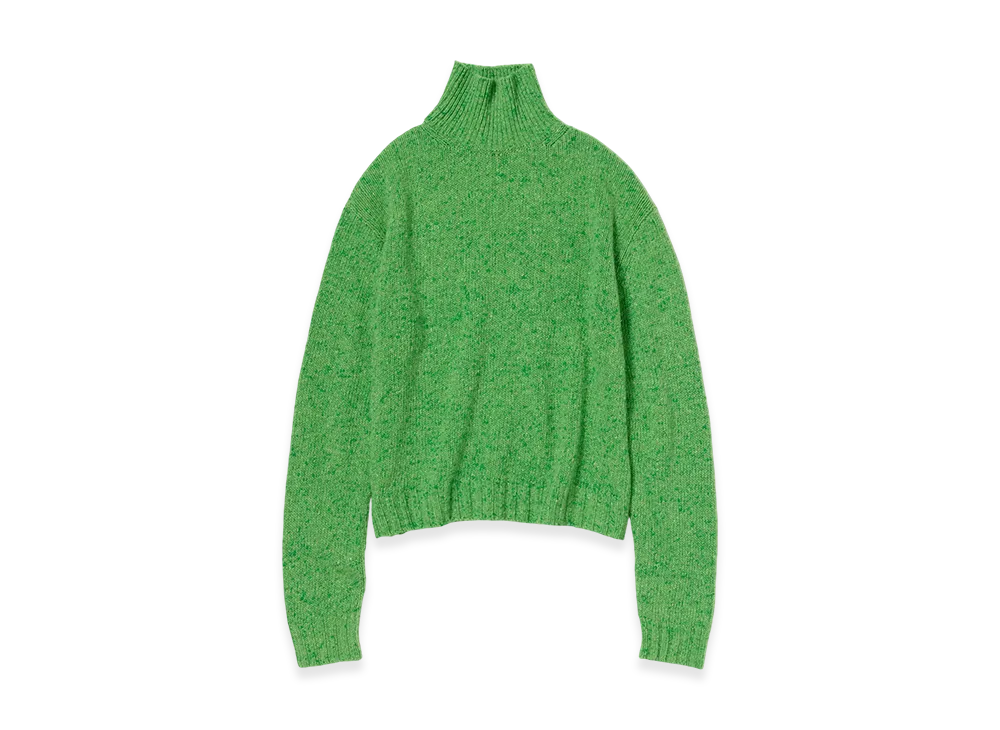 AURALEE Women's Cashmere Melange Knit Turtle "Top Green"