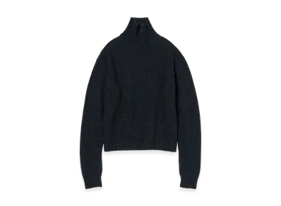 AURALEE Women's Cashmere Melange Knit Turtle "Top Navy Black"