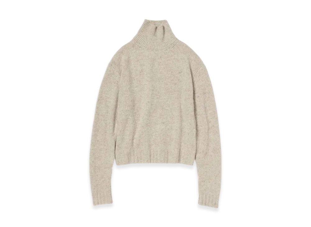 AURALEE Women's Cashmere Melange Knit Turtle "Top Gray Beige"