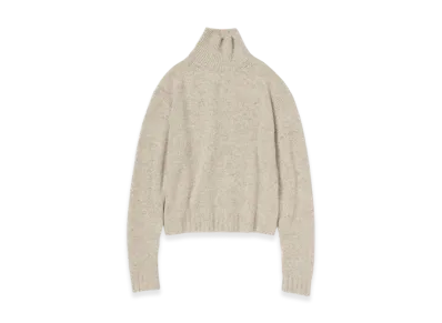 AURALEE Women's Cashmere Melange Knit Turtle "Top Gray Beige"