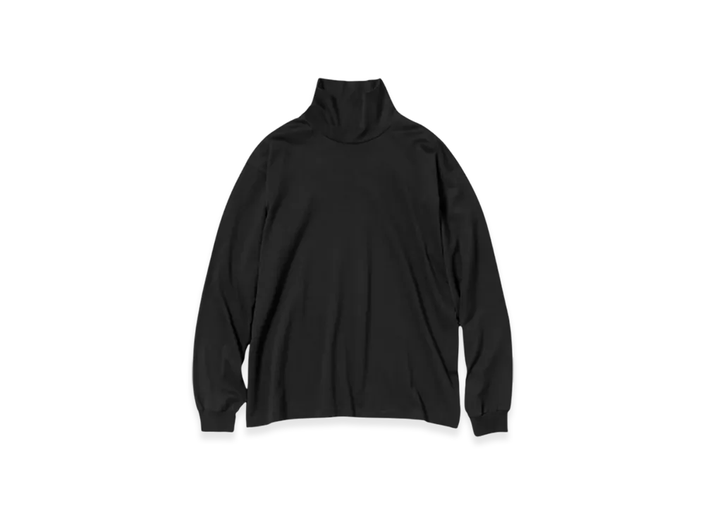 オーラリー ラスター プレイティング ハイ ネック L/S Tシャツ "ブラック"