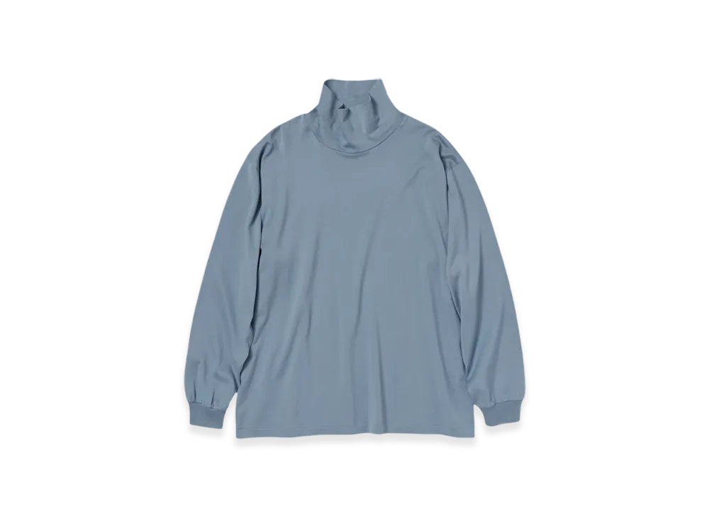 AURALEE Luster Plaiting Hi Neck L/S T-Shirt "Dusty Blue"