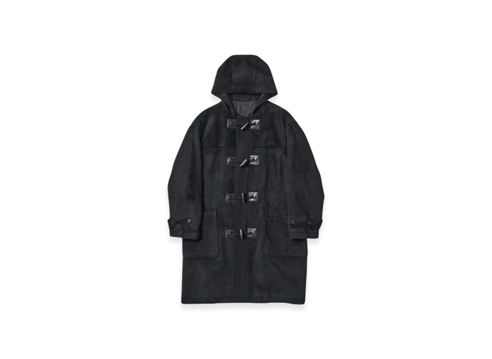 AURALEE Brushed Suri Alpaca Mohair Duffle Coat "Black"