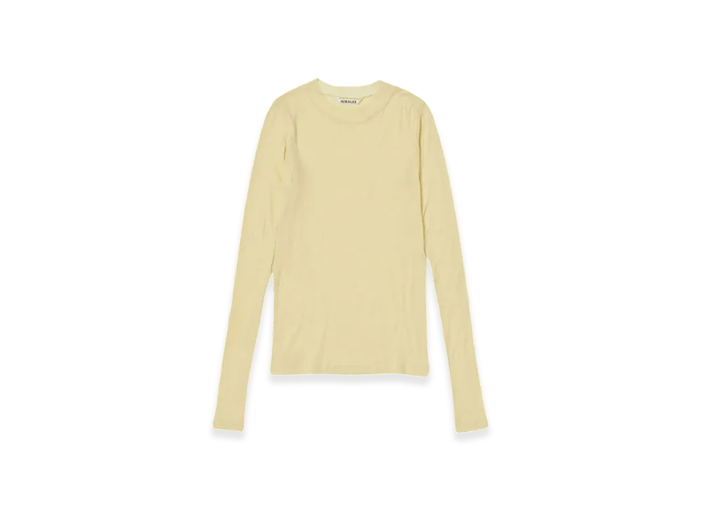 AURALEE High Gauge Sheer Rib L/S T-Shirt "Yellow"