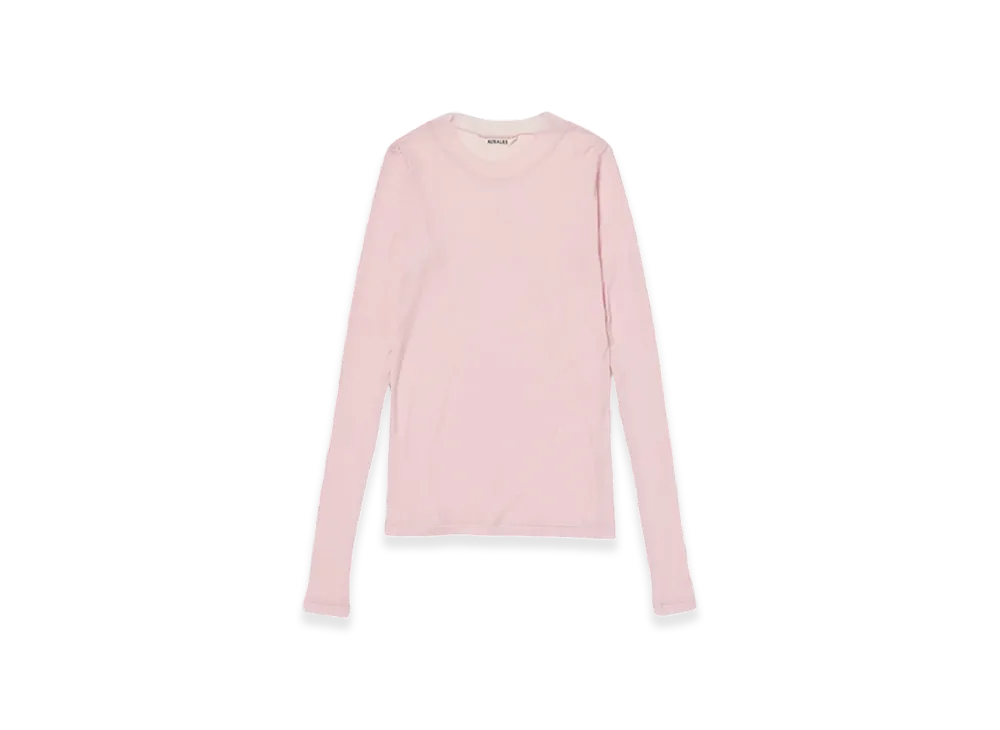 AURALEE High Gauge Sheer Rib L/S T-Shirt "Pink"