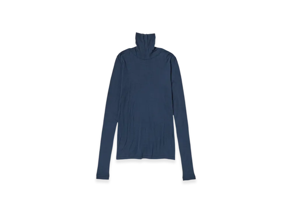 AURALEE High Gauge Sheer Rib Turtle Neck L/S T-Shirt "Navy"