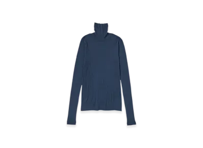 AURALEE High Gauge Sheer Rib Turtle Neck L/S T-Shirt "Navy"