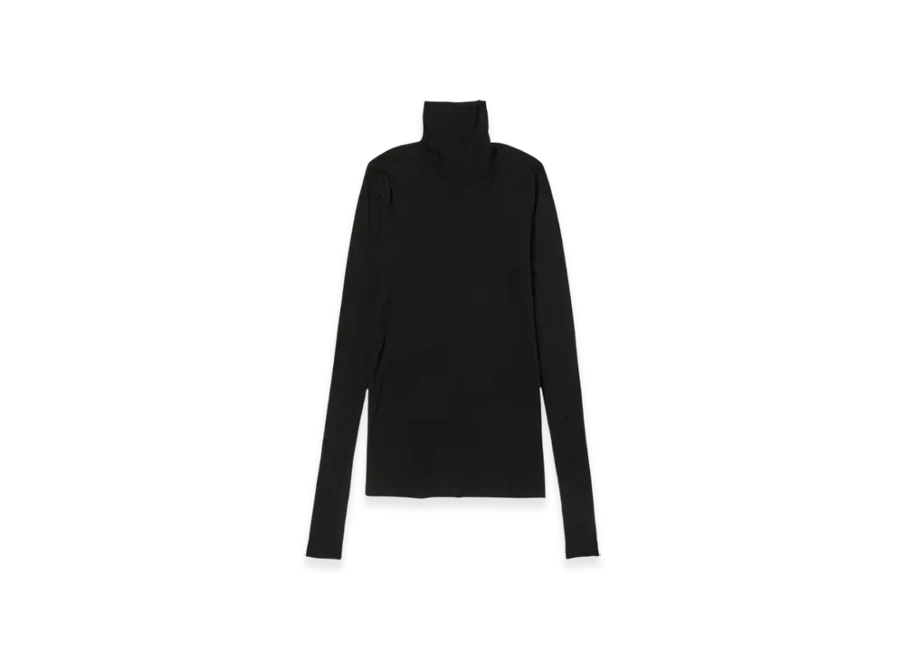 AURALEE High Gauge Sheer Rib Turtle Neck L/S T-Shirt "Black"