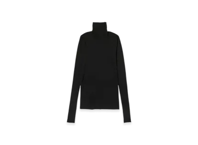 AURALEE High Gauge Sheer Rib Turtle Neck L/S T-Shirt "Black"