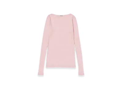AURALEE High Gauge Sheer Rib Boat Neck L/S T-Shirt "Pink"