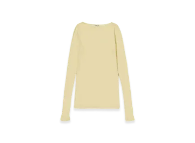 AURALEE High Gauge Sheer Rib Boat Neck L/S T-Shirt "Yellow"