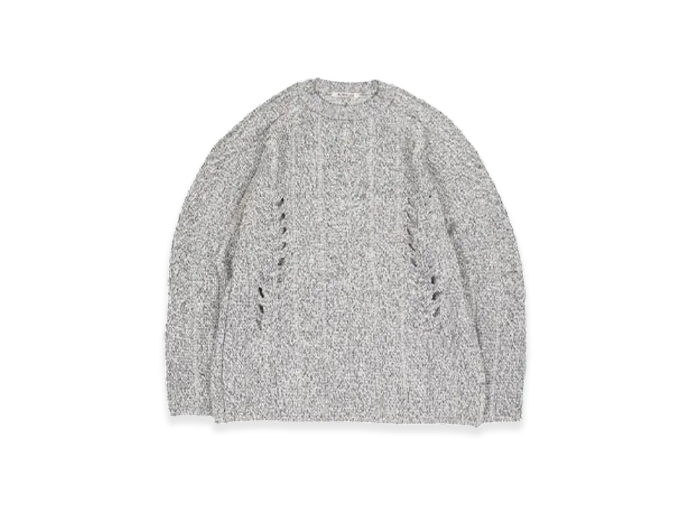 AURALEE Mix Boucle Mesh Knit P/O "Ivory Navy"