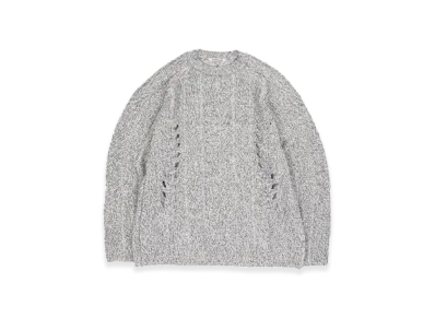 AURALEE Mix Boucle Mesh Knit P/O "Ivory Navy"