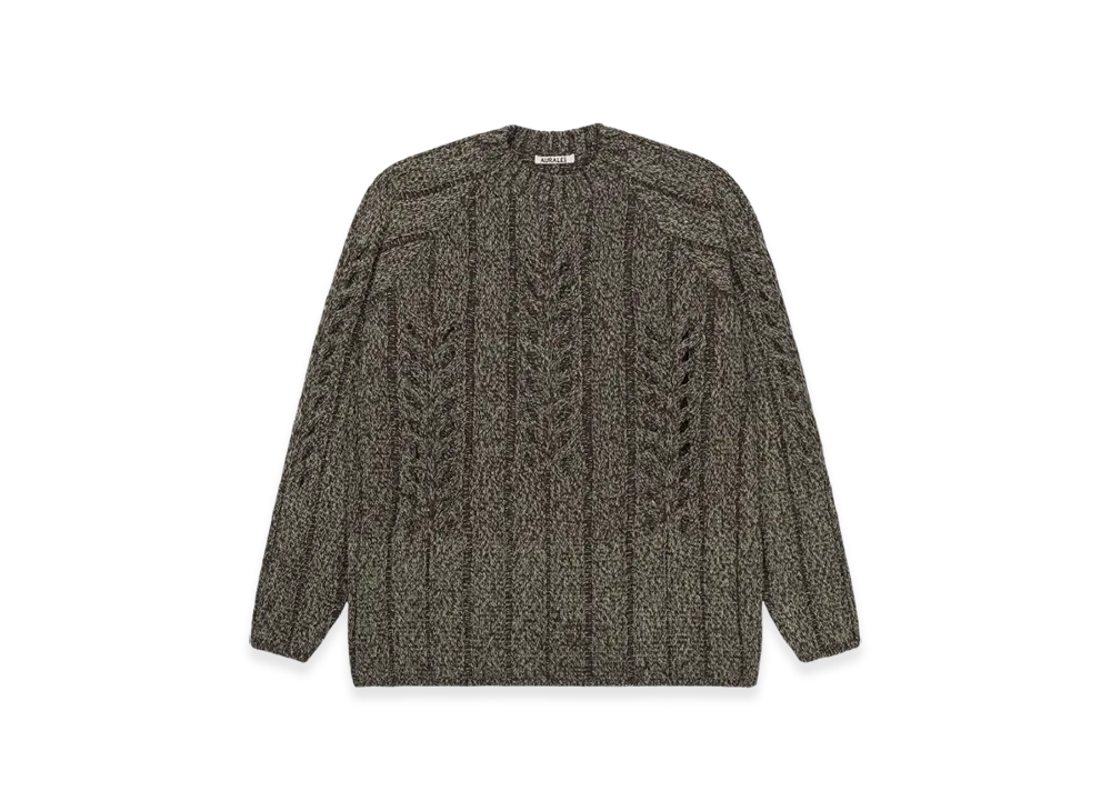 AURALEE Mix Boucle Mesh Knit P/O "Brown Yellow"