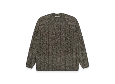 AURALEE Mix Boucle Mesh Knit P/O "Brown Yellow"