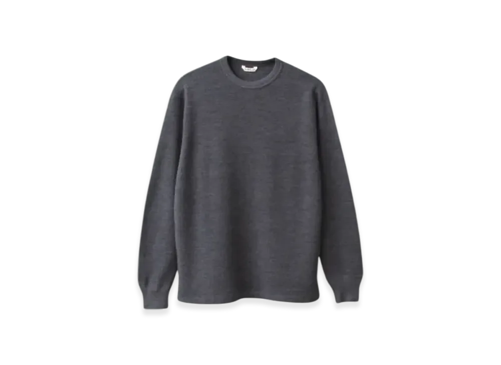 AURALEE Wool Cotton Thermal Sweat P/O "Charcoal"