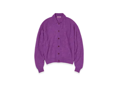 AURALEE Baby Suri Alpaca Sheer Knit Shirt Cardigan "Purple"