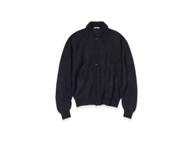 AURALEE Baby Suri Alpaca Sheer Knit Shirt Cardigan "Navy"