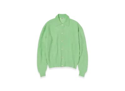 AURALEE Baby Suri Alpaca Sheer Knit Shirt Cardigan "Light Green"