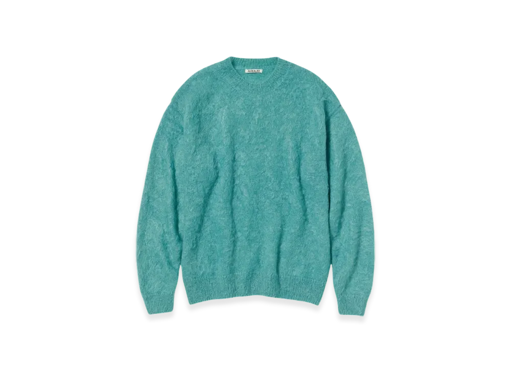 AURALEE Brushed Super Kid Mohair Knit Pull Over "Blue"