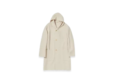 AURALEE Velour Brushed Wool Melton Hand Sewn Hooded Coat 22AW "Ivory White"