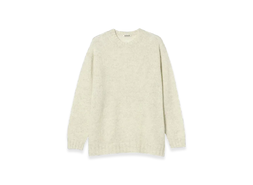AURALEE Shetland Wool Cashmere Knit Pullover "Top White"