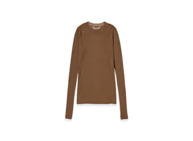 AURALEE Super High Gauge Sheer Rib L/S T-Shirt "Brown"
