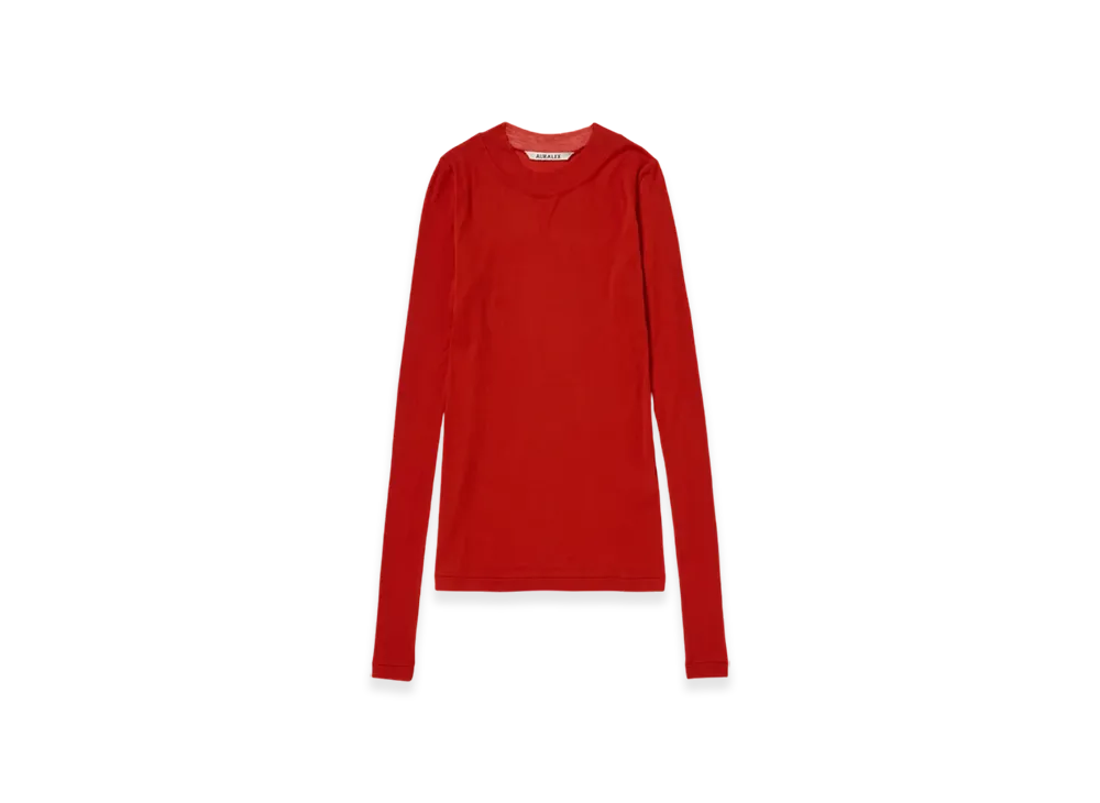 AURALEE - 【オーラリー】SUPER HIGH GAUGE SHEER RIB TEE　赤 Namu Shop - Auralee Super High Gauge Sheer Rib Tee - Red