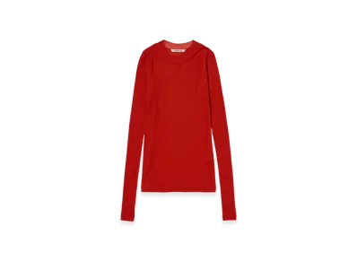 AURALEE Super High Gauge Sheer Rib L/S T-Shirt "Red"