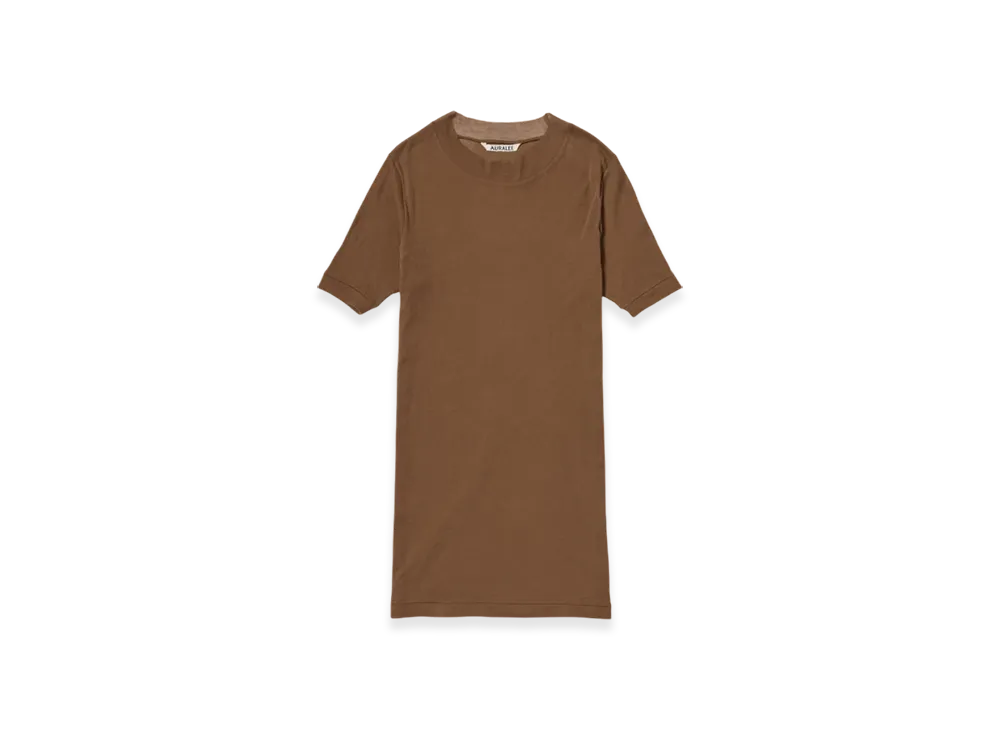 AURALEE Super High Gauge Sheer Rib T-Shirt "Brown"