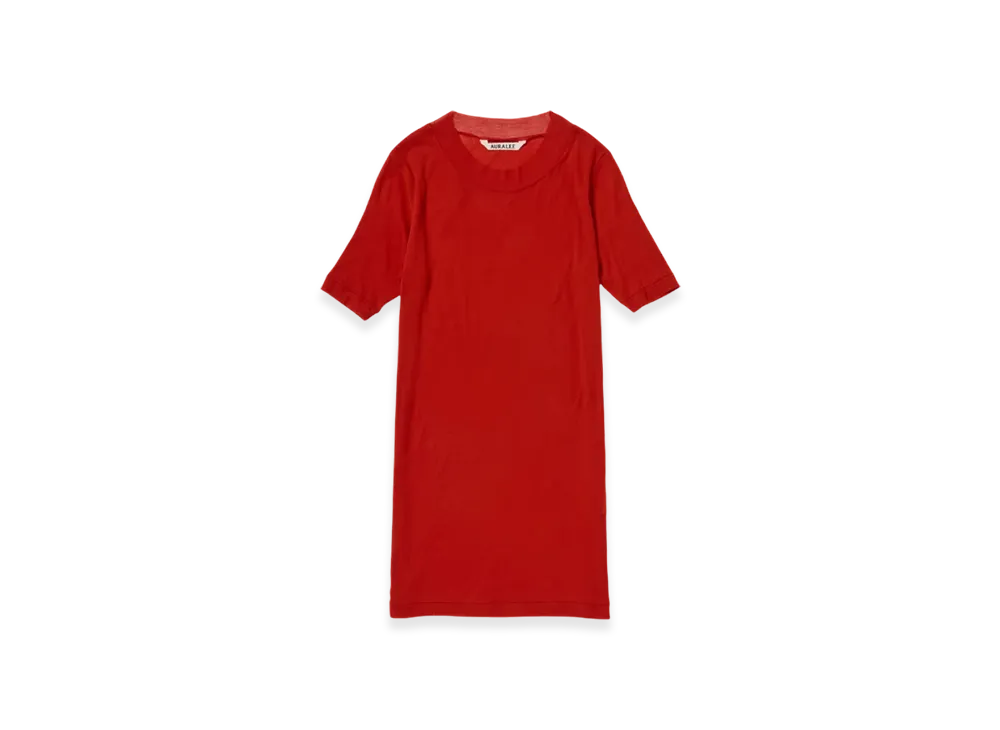 AURALEE Super High Gauge Sheer Rib T-Shirt "Red"