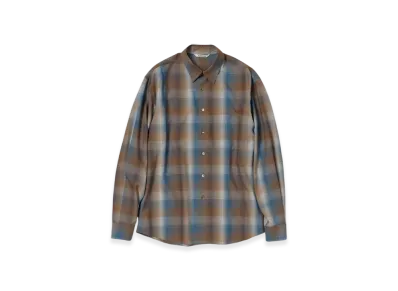 AURALEE Super Light Wool Check Shirt Blue Brown Check "Brown Blue Check"