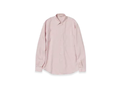 AURALEE Finx Polyester Stripe Shirt "Pink Beige Stripe"