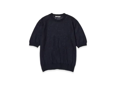 AURALEE Kid Mohair Sheer Knit T-Shirt "Navy"