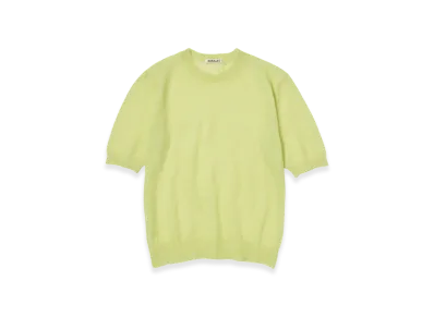 AURALEE Kid Mohair Sheer Knit T-Shirt "Lime Yellow"