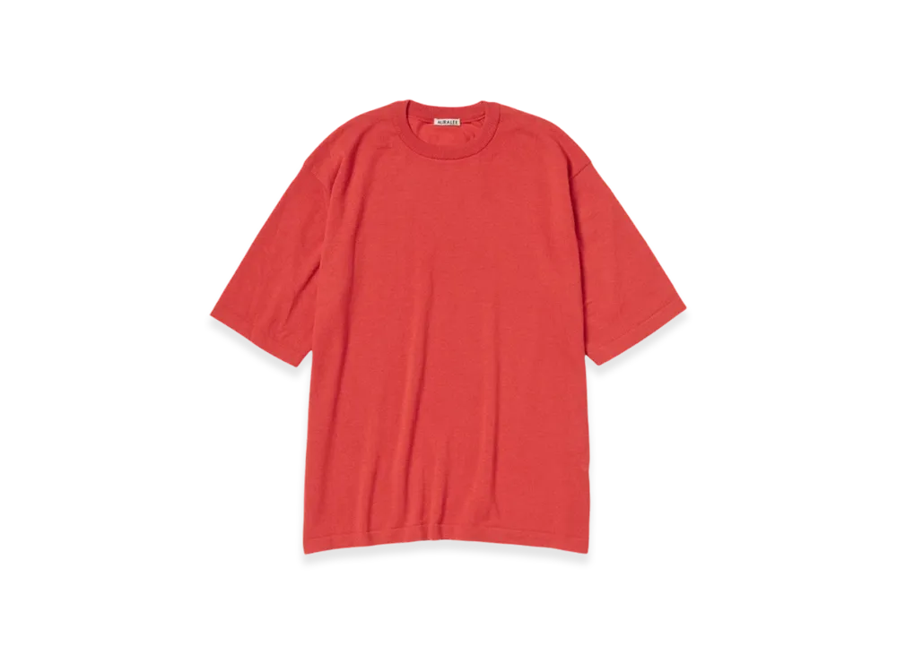 AURALEE Cashmere Hard Twist Knit T-Shirt "Red"