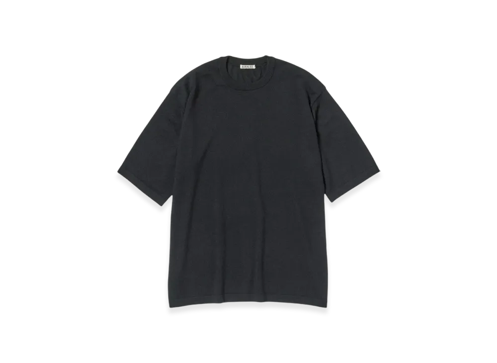 AURALEE Cashmere Hard Twist Knit T-Shirt "Black"