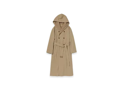 AURALEE Fine Hard Twist Gabardine Hooded Double Coat "Beige Chambray"