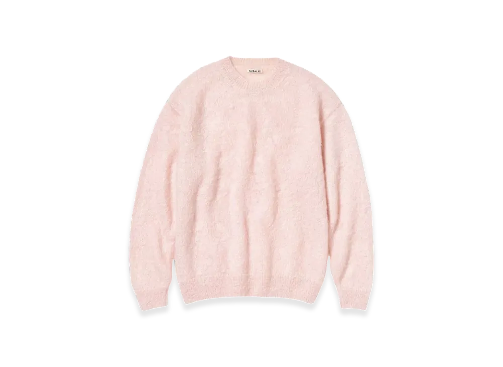 AURALEE Brushed Super Kid Mohair Knit Pullover "Light Pink"