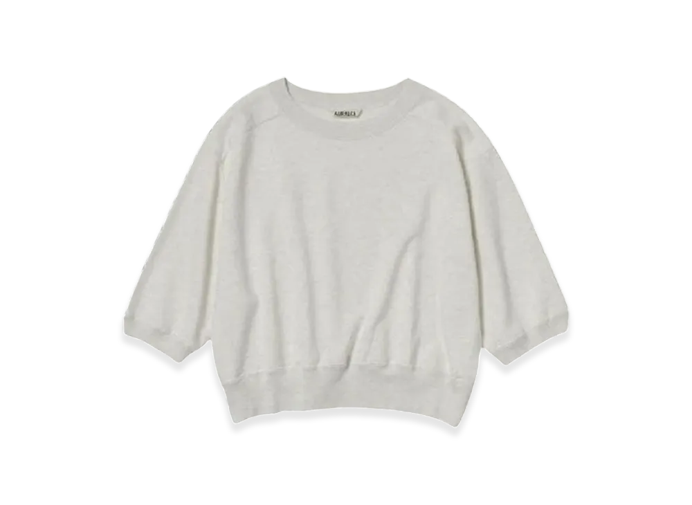 AURALEE Light Flowy Sweat Half Sleeve Pullover "Top Light Gray"