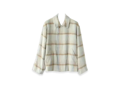 AURALEE Suri Alpaca Shaggy Check Blouson Limeyellow "Lime Yellow"