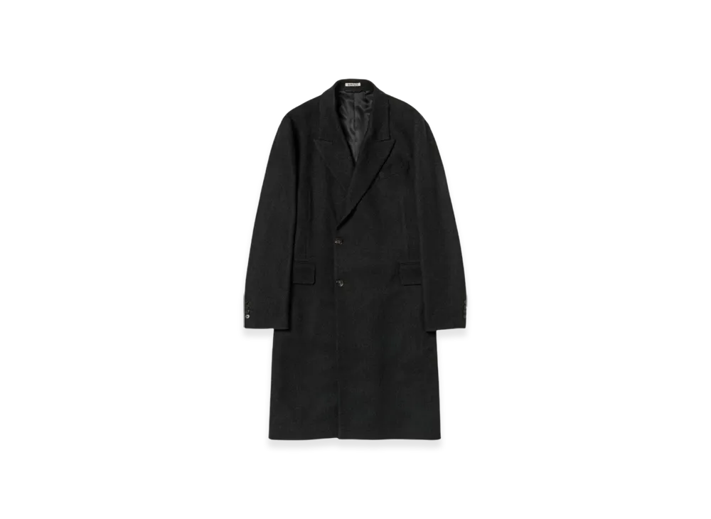 AURALEE Super Fine Wool Twill Melton Chesterfield Coat "Charcoal Chambray"