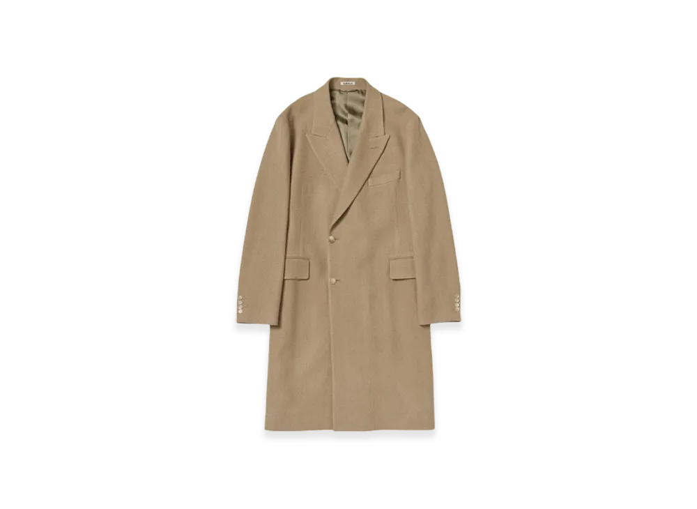 AURALEE Super Fine Wool Twill Melton Chesterfield Coat "Beige Chambray"