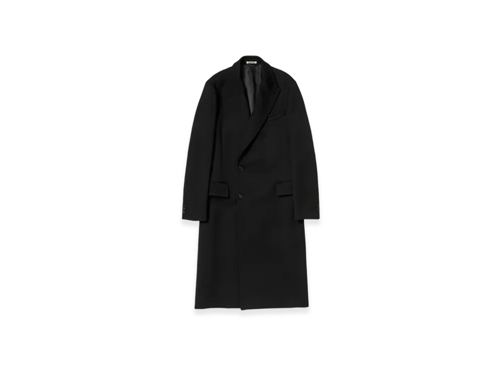 AURALEE Double Cloth Hard Twist Carsey Chesterfield Coat "Black"