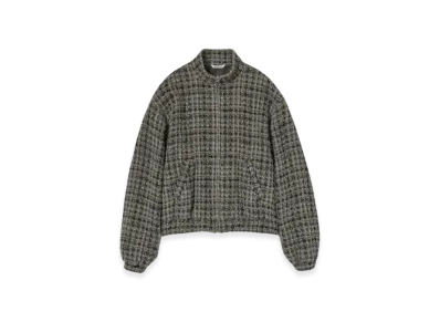 AURALEE Homespun Tweed Zip Blouson "Charcoal Gray Tweed"