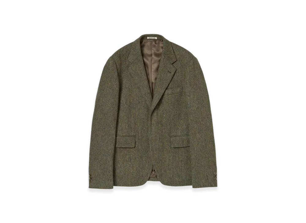 AURALEE British Wool Tweed Over Jacket "Olive Tweed"