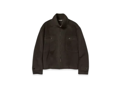 AURALEE Brushed Suri Alpaca Mohair Jacquard Zip Blouson "Dark Brown"