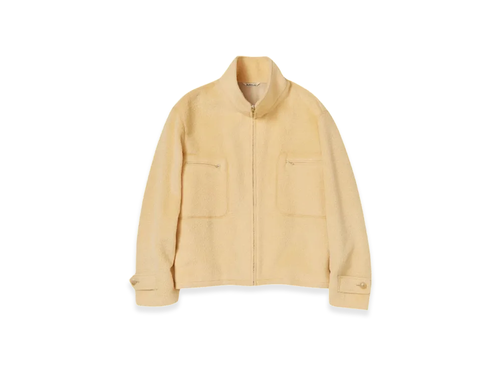 AURALEE Brushed Suri Alpaca Mohair Jacquard Zip Blouson "Yellow"